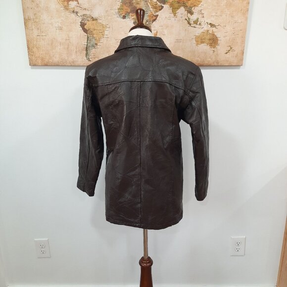 Vtg 90s structured brown leather jacket - Tudor Court brand - Picture 5 of 15